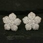 Pave Diamond Flower Stud Earring 14k White Gold Minimalist Jewelry Diamond Tops.