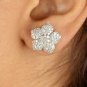 Pave Diamond Flower Stud Earring 14k White Gold Minimalist Jewelry Diamond Tops.