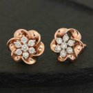 Pave Diamond Mini Flower Stud Earring 14k Rose Gold Wedding Fine Jewelry Gift. Pave Diamond Mini Flower Stud Earring 14k Rose Gold Wedding Fine Jewelry Gift.