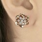 Pave Diamond Mini Flower Stud Earring 14k Rose Gold Wedding Fine Jewelry Gift.