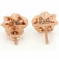 Pave Diamond Mini Flower Stud Earring 14k Rose Gold Wedding Fine Jewelry Gift.