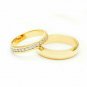 1 Carat Diamond Bridal Groom Wedding Set 14k Solid Gold Eternity Classic Bands.