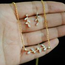 Diamond Twig Leaf Necklace Set 14k Solid Gold Bar Diamond Necklace Jewelry Gift. Diamond Twig Leaf Necklace Set 14k Solid Gold Bar Diamond Necklace Jewelry Gift.