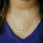 Diamond Twig Leaf Necklace Set 14k Solid Gold Bar Diamond Necklace Jewelry Gift.