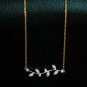 Diamond Twig Leaf Necklace Set 14k Solid Gold Bar Diamond Necklace Jewelry Gift.