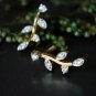 Diamond Twig Leaf Necklace Set 14k Solid Gold Bar Diamond Necklace Jewelry Gift.