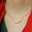 Natural Diamond Curved Bar Necklace 14k Solid Gold Bridal Necklace Diamond Gift.