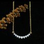 Natural Diamond Curved Bar Necklace 14k Solid Gold Bridal Necklace Diamond Gift.