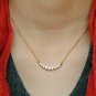 Natural Diamond Curved Bar Necklace 14k Solid Gold Bridal Necklace Diamond Gift.