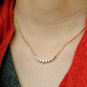 Natural Diamond Curved Bar Necklace 14k Solid Gold Bridal Necklace Diamond Gift.