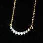 Natural Diamond Curved Bar Necklace 14k Solid Gold Bridal Necklace Diamond Gift.