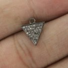 Pave Diamond Triangle Charm Pendant 925 Sterling Silver Minimal Jewelry Findings Pave Diamond Triangle Charm Pendant 925 Sterling Silver Minimal Jewelry Findings