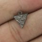 Pave Diamond Triangle Charm Pendant 925 Sterling Silver Minimal Jewelry Findings