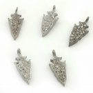 Pave Diamond Arrowhead Charm Pendant 925 Silver Minimalist Charm Pendant.