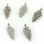 Pave Diamond Arrowhead Charm Pendant 925 Silver Minimalist Charm Pendant.