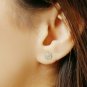 Diamond Disc Stud Earring Round Dainty Tiny Cluster Diamond Earrings 14k Gold.