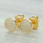 Diamond Disc Stud Earring Round Dainty Tiny Cluster Diamond Earrings 14k Gold.