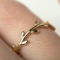 Tiny Leaf Ring Handmade Delicate Stacking Ring Branch Vine Ring 14k Gold Ring N8