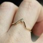 10k Solid Gold Chevron V Shape Diamond Ring Handmade Stacking Ring Band NS88.
