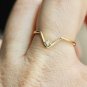 10k Solid Gold Chevron V Shape Diamond Ring Handmade Stacking Ring Band NS88.