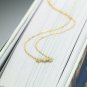 Solid 14k Yellow Gold Three Stone Diamond Necklace Wedding Unique Bridal Charm N