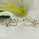 14k Solid Gold Diamond Earring Floral Shape Diamond Everyday Women Jewelry Gift.