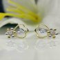 14k Solid Gold Diamond Earring Floral Shape Diamond Everyday Women Jewelry Gift.
