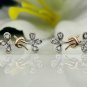 14k Solid Gold Floral Diamond Ear Stud Leaf Designer Wedding Ear Jewelry Gift.