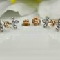 14k Solid Gold Floral Diamond Ear Stud Leaf Designer Wedding Ear Jewelry Gift.