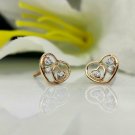Heart Earring Diamond Heart Earring 14k Solid Gold Round Diamond Ear Stud Gift.