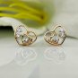 Heart Earring Diamond Heart Earring 14k Solid Gold Round Diamond Ear Stud Gift.
