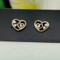 Heart Earring Diamond Heart Earring 14k Solid Gold Round Diamond Ear Stud Gift.