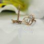 Heart Earring Diamond Heart Earring 14k Solid Gold Round Diamond Ear Stud Gift.