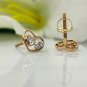 Heart Earring Diamond Heart Earring 14k Solid Gold Round Diamond Ear Stud Gift.