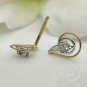 Diamond Ear Stud 14k Solid Gold Designer Wedding Earring Proposal Earring Gift.