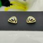 Round Diamond Earring 14k Solid Gold Triangle Crossover Ear Stud Birthday Gift.