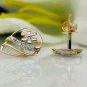 Diamond Earring 14k Solid Gold Flower Designer Diamond Gold Birthday Earring.