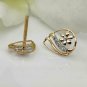 Diamond Earring 14k Solid Gold Flower Designer Diamond Gold Birthday Earring.