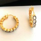 Pave Rosecut Diamond Hoop Earring 14k Gold Diamond Hoop Earring Birthday Gift.