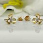 14k Solid Gold Floral Diamond Earring Dainty Diamond Gold Flower Statement Gift.