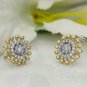 14k Solid Gold Sunflower Earrings Diamond Tiny Floral Gold Earring Birthday Gift