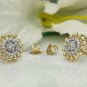 14k Solid Gold Sunflower Earrings Diamond Tiny Floral Gold Earring Birthday Gift
