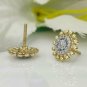 14k Solid Gold Sunflower Earrings Diamond Tiny Floral Gold Earring Birthday Gift