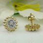 14k Solid Gold Sunflower Earrings Diamond Tiny Floral Gold Earring Birthday Gift