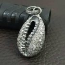 Pave Diamond Cowrie Pendant 925 Silver Cowrie Necklace Handmade Jewelry Gift.