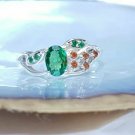 Tsavorite Garnet Ring 925 Silver Combination Ring Christmas Gift For Girlfriend.