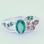 Tsavorite Garnet Ring 925 Silver Combination Ring Christmas Gift For Girlfriend.