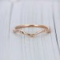 Vintage Rose Gold Wedding Band Simple Unique Leaf Dainty Curved Art Deco Ring N8