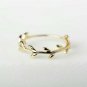 Tiny Leaf Ring Handmade Delicate Stacking Ring Branch Vine Ring 14k Solid Gold.
