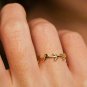 Tiny Leaf Ring Handmade Delicate Stacking Ring Branch Vine Ring 14k Solid Gold.